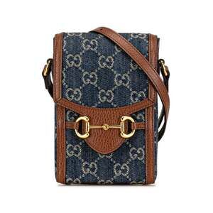 GUCCI Authentic Brown Leather Horsebit Shoulder Bag